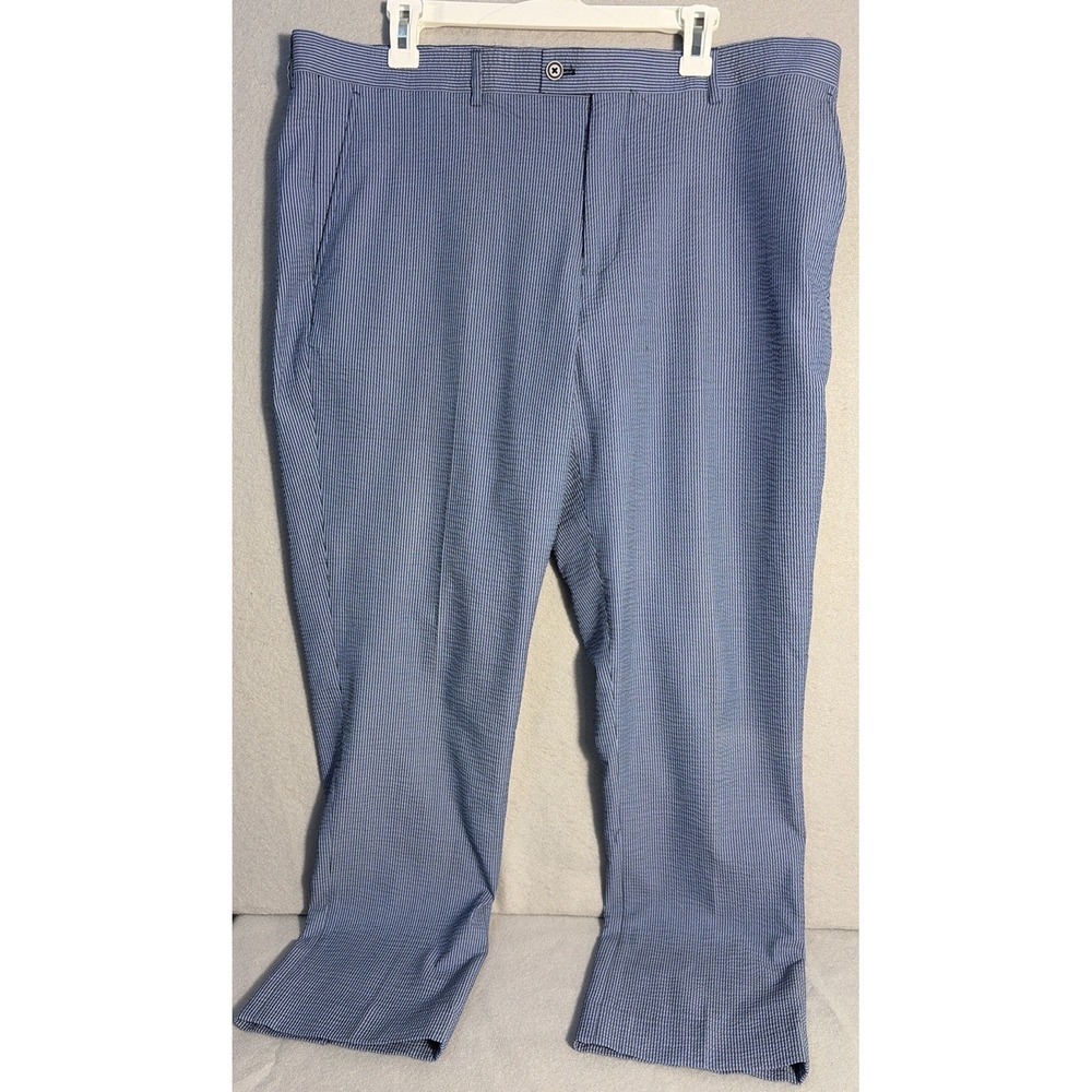 Paisley and Gray Men DOWNING PANTS SLIM FIT Blue white stripe SEERSUCKER 36x32